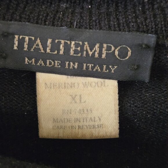 Italtempo Black 100% Merino Wool Mock Neck Closet Staple Sweater Size XL - Picture 3 of 3